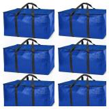 ClearSpace Heavy Duty Moving Bags or Storage Bag Large Moving Boxes with Backpack Straps, Zippers & Handles Perfect for Moving, College Dorm, Traveling, Camping, Christmas Decorations, 6 Pack