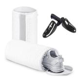 Teletrogy Shoe Washing Bag for Washing Machine, Fluffy Fibers Keep 360° Wrap-around Cleaning, Adjustable Shoe Trees, Durable Hidden Zipper Reusable Laundry Bag for Sneaker Gym Shoes White