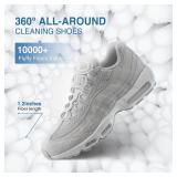 Teletrogy Shoe Washing Bag for Washing Machine, Fluffy Fibers Keep 360° Wrap-around Cleaning, Adjustable Shoe Trees, Durable Hidden Zipper Reusable Laundry Bag for Sneaker Gym Shoes White