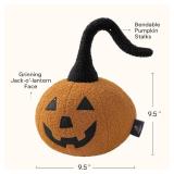 Phantoscope Happy Halloween Pumpkin Shaped Throw Pillow, Teddy Fleece Jack-o-Lantern Pumpkin Pillow, Ultra Soft Sherpa Fall Decorative Halloween Cushion Pillow, Orange, 9.5 x 9.5 inches