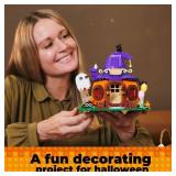 Halloween Pumpkin House Building Kit, Whimsical Halloween Building Set Decor with Adorable Ghost and Pumpkin Toys, Cute Halloween Party Gift, Halloween Building Bricks Compatible with Lego