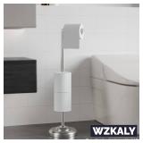 WZKALY Toilet Paper Holder Stand with Storage 4 Extra Rolls Brushed Nickel Toilet Paper Holder for Bathroom Sturdy Base, Classic Retro Style, Space-Saving Bathroom Storage Organizer, Sliver