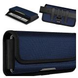 ykooe Rugged Nylon Holster Compatible with iPhone 16/15/14/13/12 Pro Max & Plus,17 Air Models, Galaxy S24/S23/S21/S20 FE Cell Phone Belt Holder for Men, Blue - XL