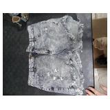 onlypuff Womens Denim Shorts Destressed Jean Shorts Grey Casual Shorts Stretchy Jeans L