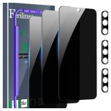 Ferilinso 3 Pack Privacy Screen Protector for Samsung Galaxy S25 Plus with 3 Pack Tempered Glass Camera Lens Protector Phone Case Friendly Accessories Protector de Pantalla for Samsung S25 Plus