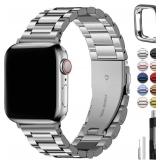 Fullmosa Metal Band Compatible with Apple Watch Bands Series 11 10 42mm, Stainless Steel Strap iWatch Band with Case for Apple Watch, Silver