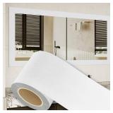 ZRJT Peel and Stick Wallpaper Borders 390 x 4 Self Adhesive Mirror Frame Border Wood Grain DIY for Kitchen Bathroom Mirror Removal Border Sticker Wall Decor Cover 10.8 Sq.Ft, White Wood