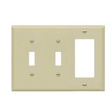 ENERLITES Combination Double Toggle/Single Decorator Rocker Outlet Wall Plate, Standard Size 3-Gang Light Switch Cover(4.5 x 6.38), Polycarbonate Thermoplastic, UL Listed 881231-I, Ivory