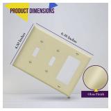 ENERLITES Combination Double Toggle/Single Decorator Rocker Outlet Wall Plate, Standard Size 3-Gang Light Switch Cover(4.5 x 6.38), Polycarbonate Thermoplastic, UL Listed 881231-I, Ivory