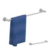 Adjustable Towel Bar, HOMOTEK Economical Bathroom Towel Holder Rod from 12 Inch to 22 Inch Single Towel Racks, Wall Mount Towel Rail, Towel Hanger Hook for Kitchen(1 Pack Brushed Stainless Steel)