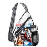 HULISEN Clear Sling Bag, Clear Bag Stadium Approved, Transparent Shoulder Crossbody Backpack Chest Casual Daypack