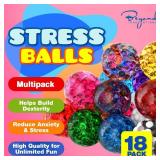 Stress Balls for Adults - 18 Pack | Fidget Toys | XL Stress Ball, Back to School Supplies, Squishy Fidget Toys | Anxiety Relief Calming Tool | Squishy Balls for Autism & ADHD, Assorted