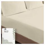 Mayfair Linen 100% Egyptian Cotton Fitted Sheet Queen Size - Luxury 600 Thread Count Queen Fitted Sheet Only, Soft, Cooling 16 Deep Pocket Bottom Sheets, Sateen Weave, Hotel Quality - Sand