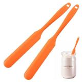 2Pcs Silicone Jar Spatula,9 Inch Jam Spreader for Peanut Butter,Heat-Resistant Food-Grade Jar Blender,Kitchen Spatula for Scraping Icing Bread Cream, Jam (orange)