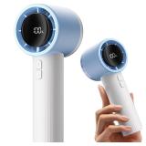 SWEETFULL Portable Handheld Fan Rechargeable - 6 Gear High Speed Powerful Mini Turbo Fan with Flashlight, Digital Display, Personal Fans Blow Cold Air for Travel Essentials, Gift for Women Men (Blue)