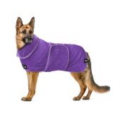 Tuff Pupper Fast Drying Dog Bath Robe | 800 GSM Plush Dog Towel Bathrobe/Dressing Gown | Super Absorbent Pet/Puppy Bathrobe | Adjustable Hood & Belly Strap | Super Soft | Fast Drying (XXXL, Purple)