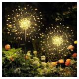 GIGALUMI Garden Decor Outdoor Lights 120LED 2Pack, Solar Garden Lights for Christmas Outside Fairy Firework Decorative,Solar Powered for Yard Pathway Flowerbed Planter Balcony Patio Decor (Warm White