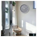 HZDHCLH Grey Wall Clock 12 Inch Silent Non Ticking Clock for Living Room Bedroom Kitchen Office Decor