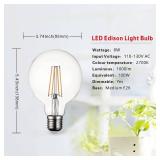 SD LUX Vintage Edison Light Bulb 8W 1000LM dimmable 100W Equivalent LED Bulb G30 Globe, Warm White 2700K E26 Medium Base (G30-2PC)