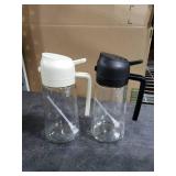 SWEET VIEW 2PCS Oil Sprayer for Cooking, 16oz/470ml 2 In 1 Glass Olive Oil Sprayr & pourer for Kitchen, Air Fryer, Cooking, Salad, BBQ (Black,White)
