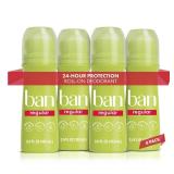 Ban Invisible Roll-on Antiperspirant Deodorant for Women and Men, 24-hour Underarm Odor & Sweat Protection, Regular Scent, 3.5 Oz, 1 Pack