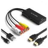 RuiPuo RCA to HDMI Converter, AV to HDMI Adapter Support 1080P, PAL/NTSC Compatible with WII/WII U/PS one/PS2/PS3/STB/Xbox/VHS/VCR/Blue-Ray DVD ect.