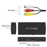 RuiPuo RCA to HDMI Converter, AV to HDMI Adapter Support 1080P, PAL/NTSC Compatible with WII/WII U/PS one/PS2/PS3/STB/Xbox/VHS/VCR/Blue-Ray DVD ect.