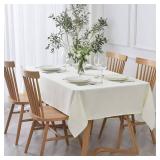 maxmill Rectangle Textured Tablecloth Waterproof Spillproof Wrinkle Free Table Cloth, Kitchen Dining Tabletop Decoration, Fabric Table Cover for Outdoor and Indoor Use, 52 x 70 Inch, Ivory