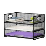 Marbrasse 3 Tier Paper Organizer Letter Tray, Mesh File Organizer with Handle, Paper Sorter Desk Organizer for Home Office Supplies
