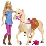 Barbie Playet with Blonde Fashion Doll in Riding Outfit & Light Brown Horse with Saddle, Bridle & Reins (Amazon Exclusive)