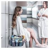 F-color Mesh Shower Caddy Portable - Navy Blue, Upgrade Deeper 7 Pockets Shower Bag Basket Tote for College Dorm Room Toiletry Bathroom Essentials Gym Camp Quick Dry 2 handles with S Hook