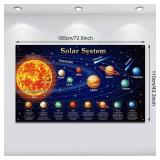 Blulu Solar System Poster Large Space Birthday Party Decorations Fabric Galaxy Tapestry Planet Backdrop Space Room Wall Decor Solar System Science Educational Supplies 72.8 x 43.3 Inch