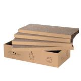 4 Packs in 1 Cat Scratch Pad with Box, Cat Scratcher Cardboard,Reversible,Durable Recyclable Cardboard, Suitable for Cats to Rest, Grind Claws and Play with Scratch Box