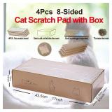 4 Packs in 1 Cat Scratch Pad with Box, Cat Scratcher Cardboard,Reversible,Durable Recyclable Cardboard, Suitable for Cats to Rest, Grind Claws and Play with Scratch Box