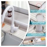 Faucet Mat for Kitchen Sink with Raised Feet, Stone Sink Mat Quick Dry around Faucet, Water Absorbent Stone Tray, Sink Splash Guard & Protectors, Stone Drying Mat for kitchen Counter