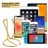 ROPOSY Cell Phone Stand for Desk, Cute Metal Gold Cell Phone Stand Holder Desk Accessories, Compatible with All Mobile Phones, iPhone, Switch, iPad