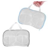 BOXOB 2pcs Bra Washing Bags, White, Blue, Gray Polyester Laundry Bags with Zipper, Mesh Design for Washer Machine, Clothing