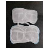 BOXOB 2pcs Bra Washing Bags, White, Blue, Gray Polyester Laundry Bags with Zipper, Mesh Design for Washer Machine, Clothing