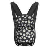 Pawaboo Pet Carrier Backpack, Adjustable Pet Front Cat Dog Carrier Backpack Travel Bag, Legs Out, Easy-Fit for Traveling Hiking Camping for Small Medium Dogs Cats Puppies, Extra Large, Black Daisy