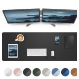 Large Desk pad mat,Mouse Pad,Office Desk Mat, Non-Slip PU Leather Desk Blotter,Large Desk pad,Waterproof Keyboard mat for Office/Home/Decor (Black,48 x 17)