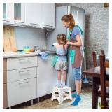 Dyforce Folding Step Stool 9 Inch, Kids Step Stool, Heavy Duty Step Stools for Adults, Compact Foot Stools, Light-Weight Toddler Step Stools for Kitchen, Bathroom, Holds Up to 300 lbs (White)