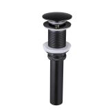 KES Bathroom Sink Drain Without Overflow Vessel Sink Lavatory Vanity Pop Up Drain Stopper Matte Black, All Metal Rustproof Brass and 304 Stainless Steel, S2008D-BK