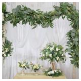 Trimgrace 2 Pack Artificial Eucalyptus Garland Each 6.5 FT Faux Greenery Garland for Wedding Mantle Table Runner DIY Garlands Decor