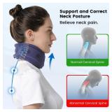 Velpeau Neck Brace for Neck Pain and Support - Soft Cervical Collar for Sleeping, Snoozing, Sleeping Upright, Anti-Snoring, Sleep Apnea for Women & Men (Blue, Enhanced Version, XL: 16.5-18.7/4)