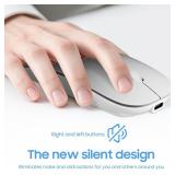 SUNGI Bluetooth Mouse for Laptop/Tablet/iPhone/Android PC,Rechargable Quiet Slim Mice Compatible with Windows/Linux,Silver