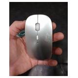 SUNGI Bluetooth Mouse for Laptop/Tablet/iPhone/Android PC,Rechargable Quiet Slim Mice Compatible with Windows/Linux,Silver