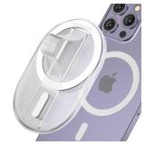 AUROX Magnetic Finger Phone Grip for MagSafe Stand, Phone Grip Strap Holder as Kickstand, Magnetic Phone Grip Holder, for iPhone 17 16 15 14 13 12 Series, Clear