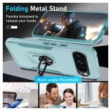 Janmitta for Google Pixel 9/9 Pro Case with Screen Protector+Camera Lens Protector,Heavy Duty Shockproof Full Body Phone Cover Built in Metal Ring Holder Kickstand,2024 Mint Green