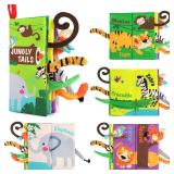 beiens Baby Books Toys, Touch and Feel Crinkle Cloth Book for Infant Baby 0-3-6-12-18 Months, Early Development Interactive Stroller Soft Toys, Newborn Gifts for Boys Girls