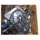 Misc Box of Computer Power Cables And AV Cables